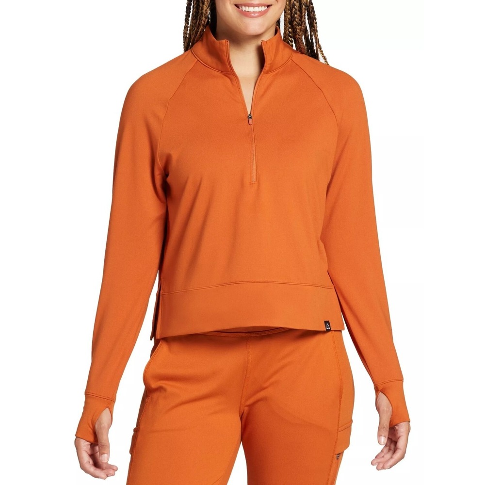NEW Alpine Design Women's Field Knit 1/2 Zip Long Sleeve Shirt Orange Medium